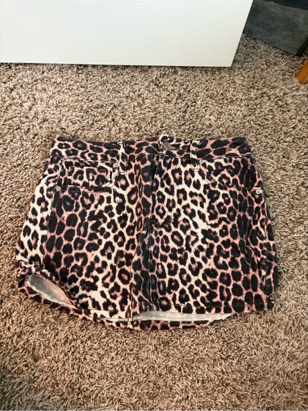 PacSun Pink and Black Leopard Print Mini Skirt
